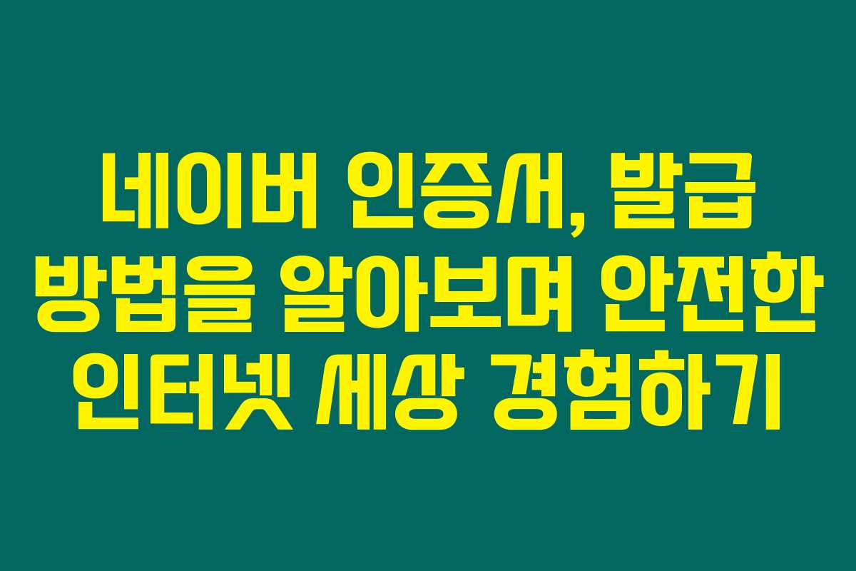 네이버 인증서, 발급 방법을 알아보며 안전한 인터넷 세상 경험하기 네이버 인증서, 발급 방법을 알아보며 안전한 인터넷 세상 경험하기
