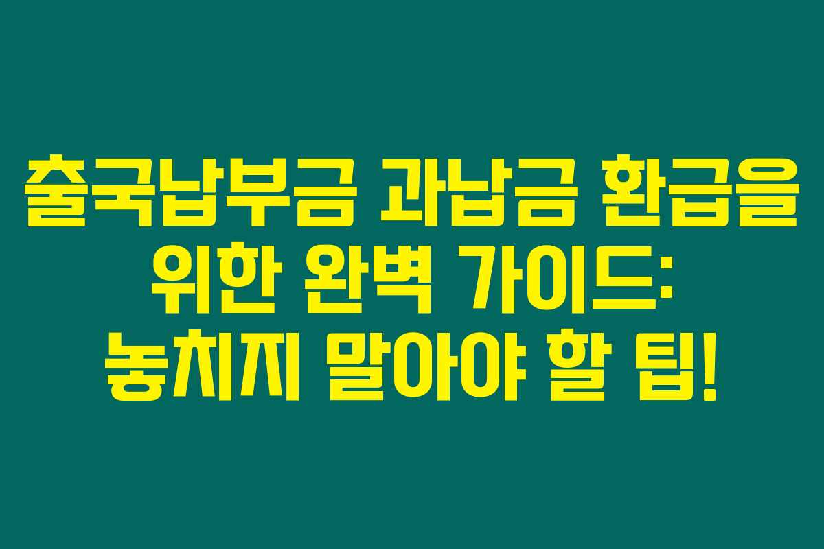 출국납부금 과납금 환급을 위한 완벽 가이드: 놓치지 말아야 할 팁! 출국납부금 과납금 환급을 위한 완벽 가이드: 놓치지 말아야 할 팁!