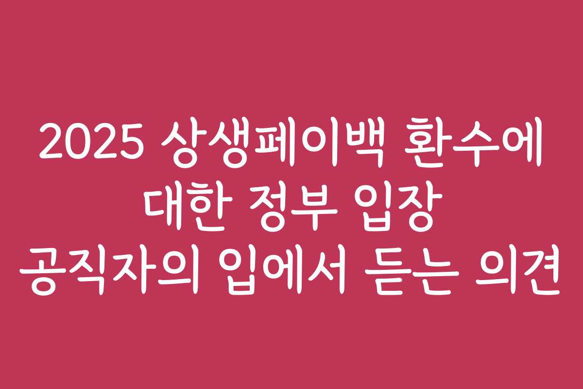 2025 상생페이백 환수에 대한 정부 입장 공직자의 입에서 듣는 의견