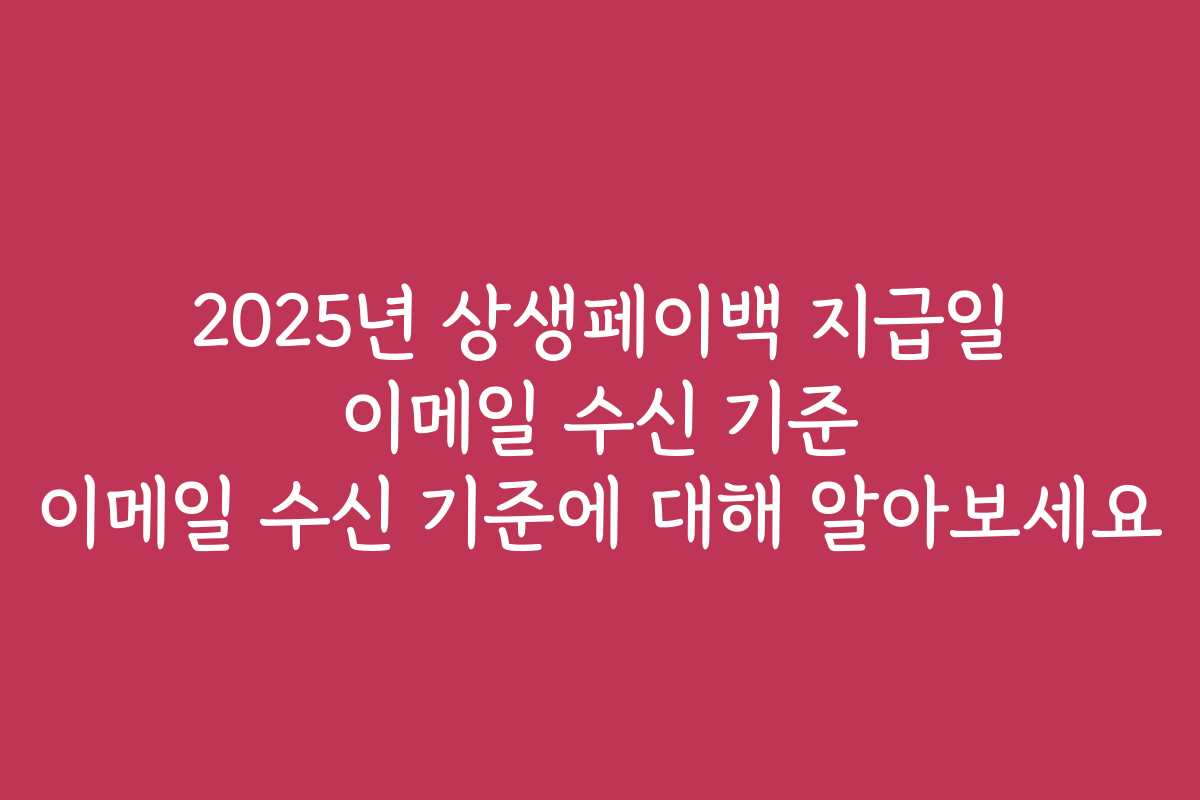 2025년 상생페이백 지급일 이메일 수신 기준 이메일 수신 기준에 대해 알아보세요 2025년 상생페이백 지급일 이메일 수신 기준 이메일 수신 기준에 대해 알아보세요