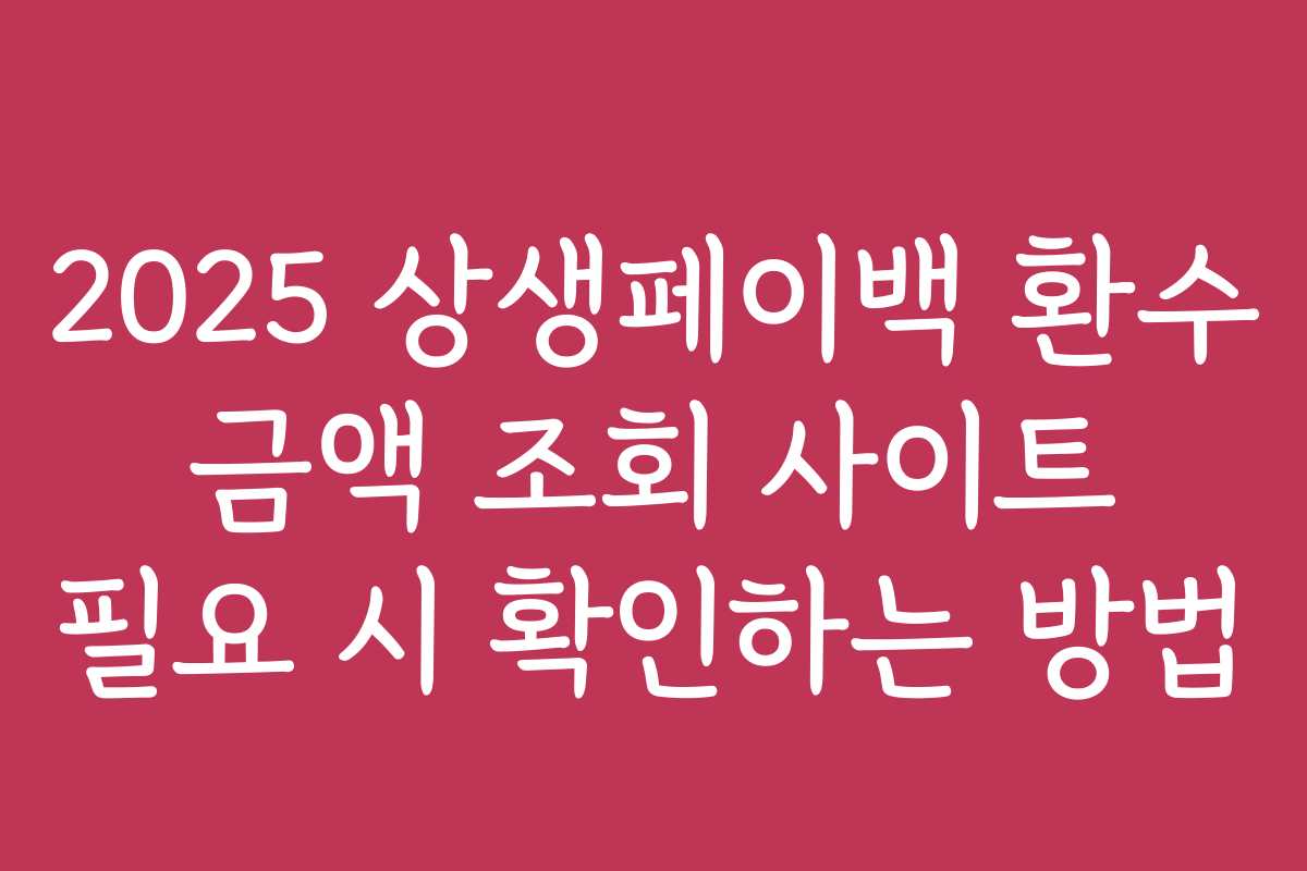 2025 상생페이백 환수 금액 조회 사이트 필요 시 확인하는 방법