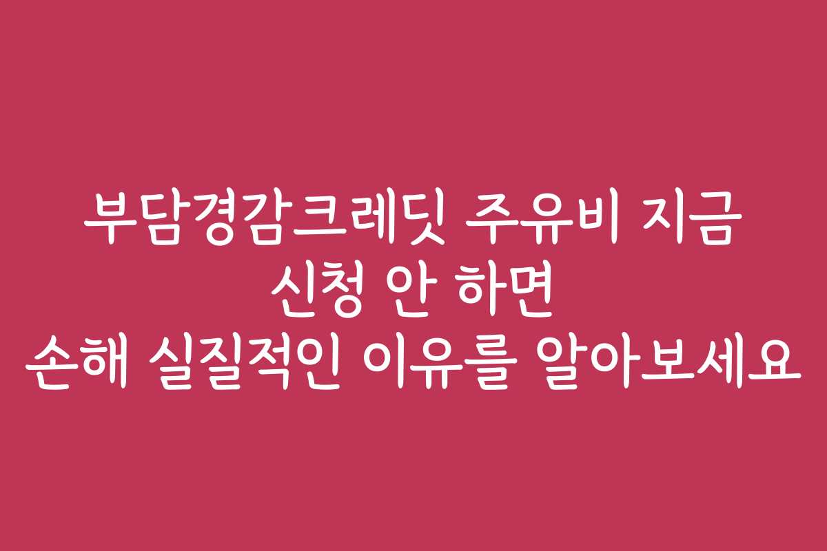 부담경감크레딧 주유비 지금 신청 안 하면 손해 실질적인 이유를 알아보세요 부담경감크레딧 주유비 지금 신청 안 하면 손해 실질적인 이유를 알아보세요