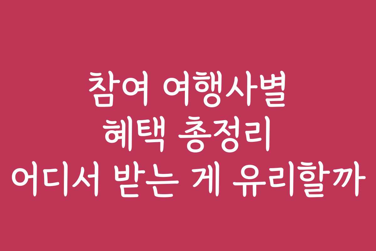 참여 여행사별 혜택 총정리 어디서 받는 게 유리할까 참여 여행사별 혜택 총정리 어디서 받는 게 유리할까