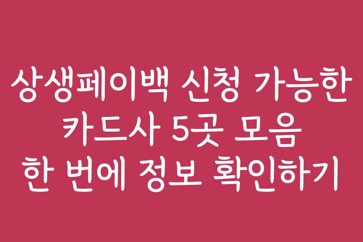 상생페이백 신청 가능한 카드사 5곳 모음 한 번에 정보 확인하기 상생페이백 신청 가능한 카드사 5곳 모음 한 번에 정보 확인하기
