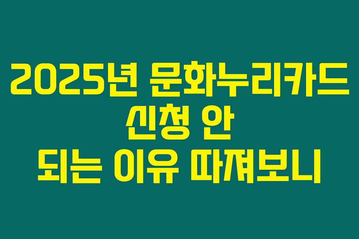 2025년 문화누리카드 신청 안 되는 이유 따져보니