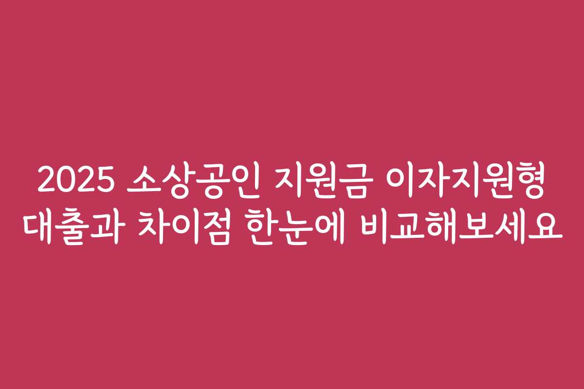 2025 소상공인 지원금 이자지원형 대출과 차이점 한눈에 비교해보세요