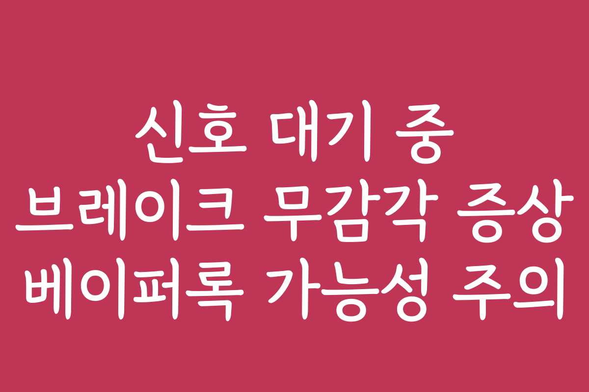 신호 대기 중 브레이크 무감각 증상 베이퍼록 가능성 주의