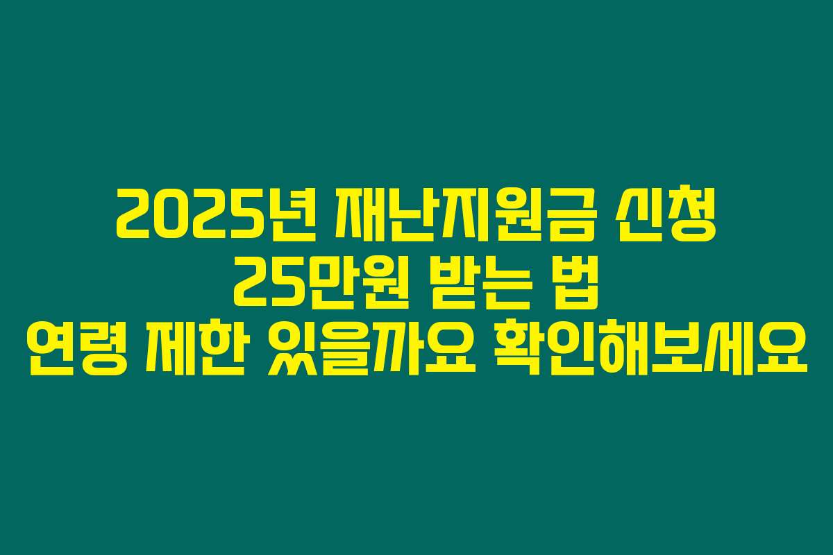2025년 재난지원금 신청 25만원 받는 법 연령 제한 있을까요 확인해보세요