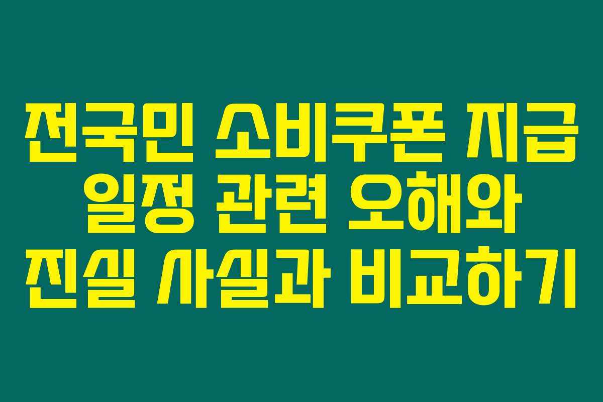 전국민 소비쿠폰 지급 일정 관련 오해와 진실 사실과 비교하기