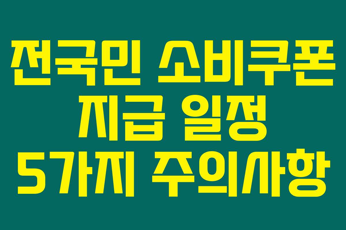 전국민 소비쿠폰 지급 일정 5가지 주의사항