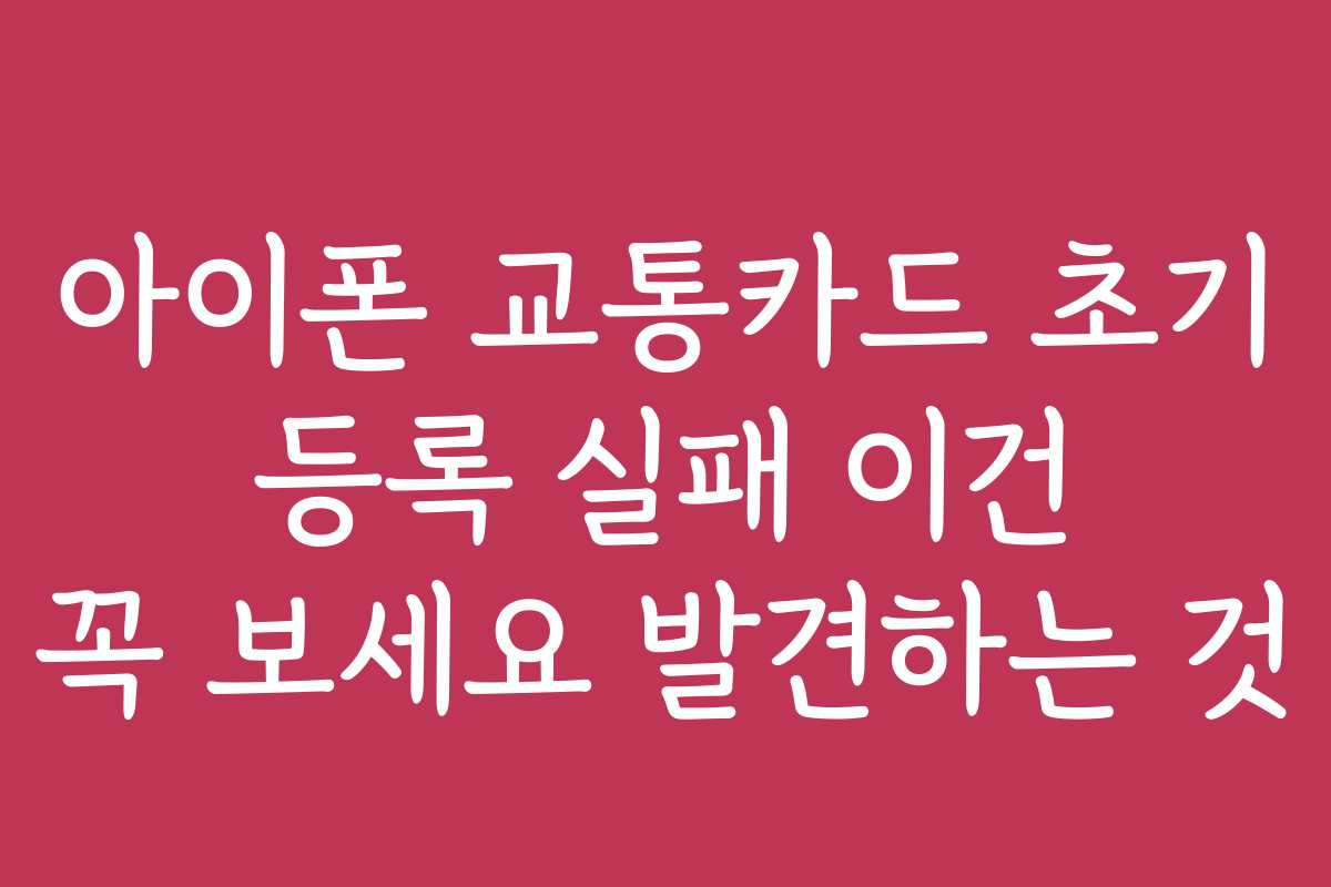 아이폰 교통카드 초기 등록 실패 이건 꼭 보세요 발견하는 것
