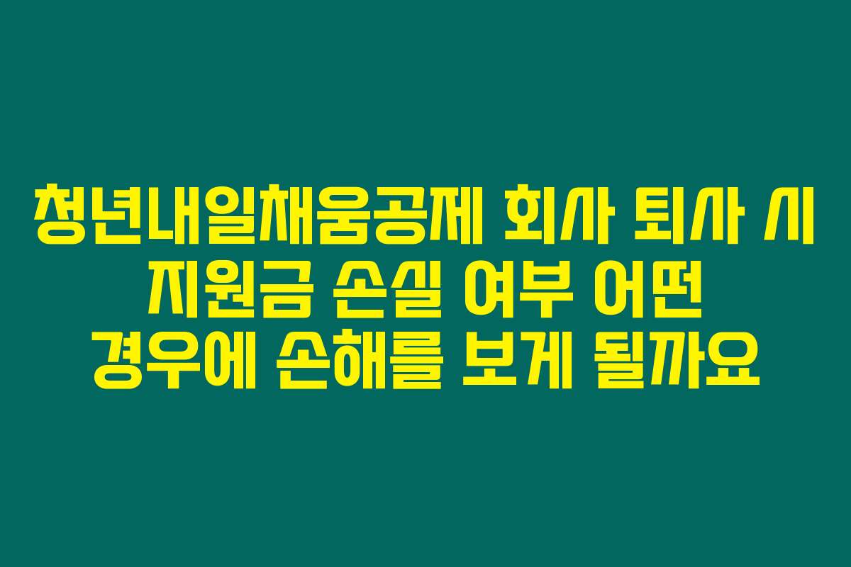 청년내일채움공제 회사 퇴사 시 지원금 손실 여부 어떤 경우에 손해를 보게 될까요