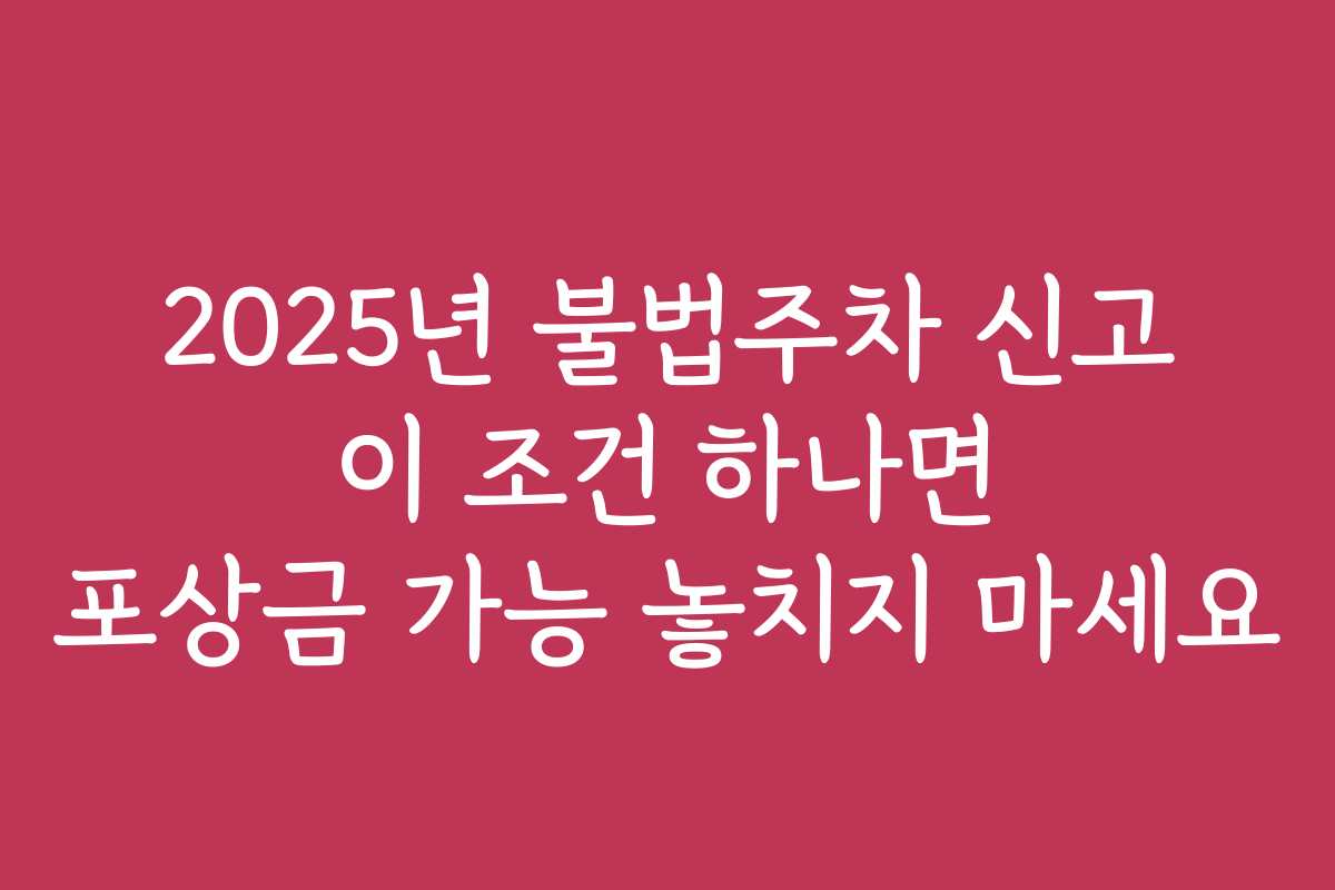 2025년 불법주차 신고 이 조건 하나면 포상금 가능 놓치지 마세요