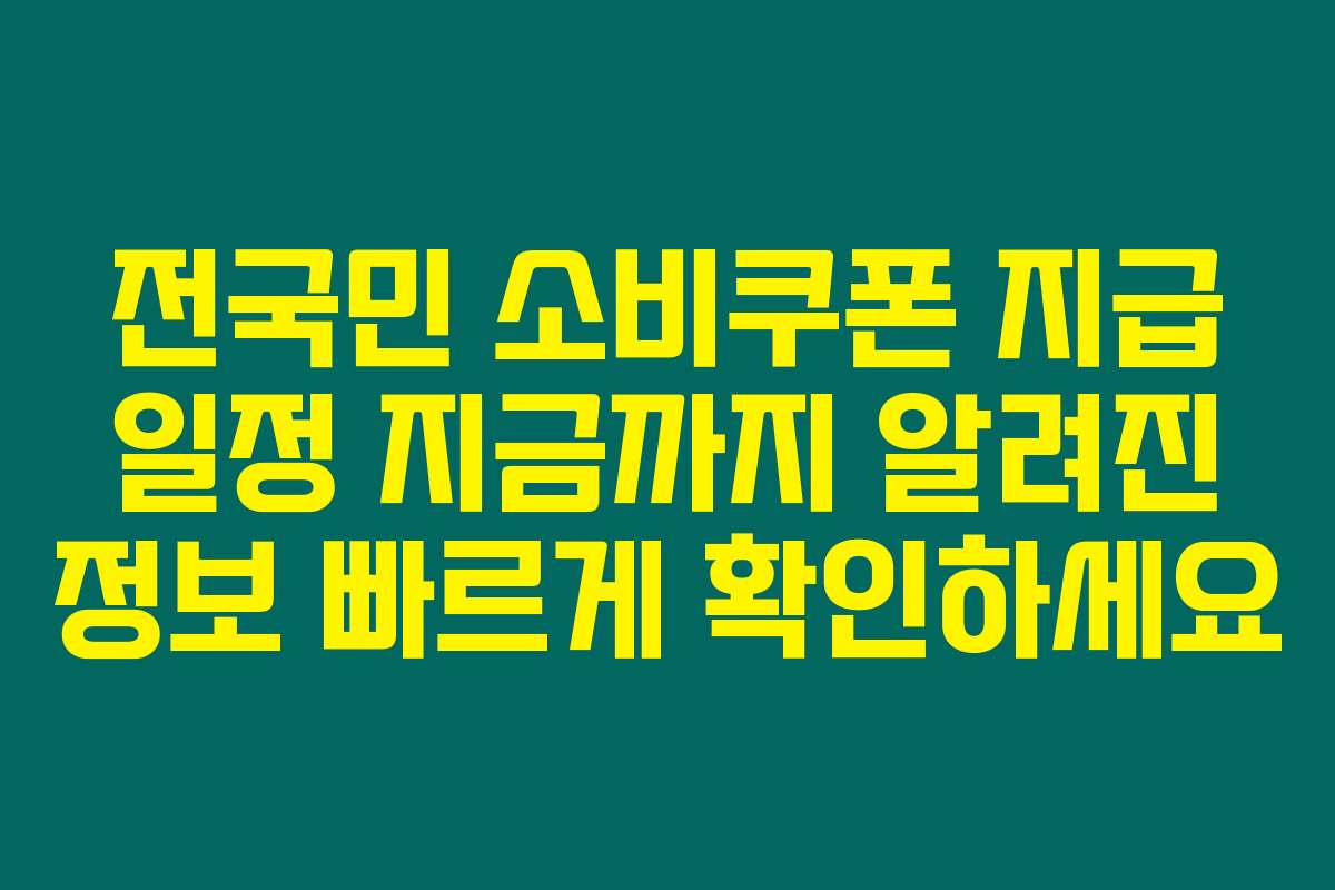 전국민 소비쿠폰 지급 일정 지금까지 알려진 정보 빠르게 확인하세요