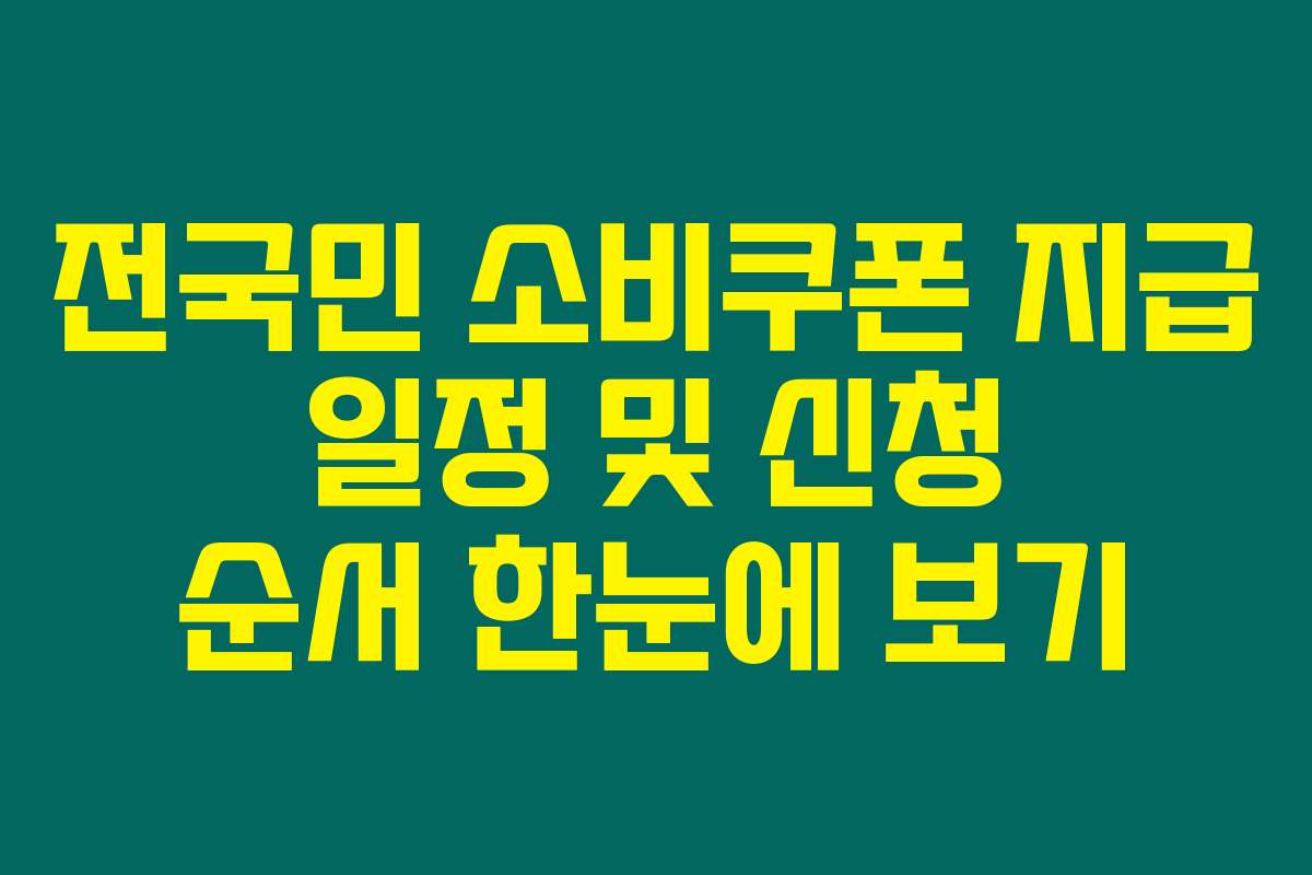 전국민 소비쿠폰 지급 일정 및 신청 순서 한눈에 보기