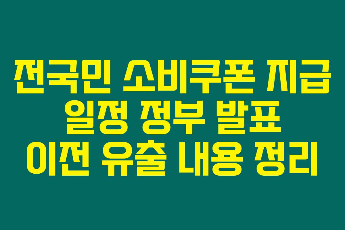 전국민 소비쿠폰 지급 일정 정부 발표 이전 유출 내용 정리