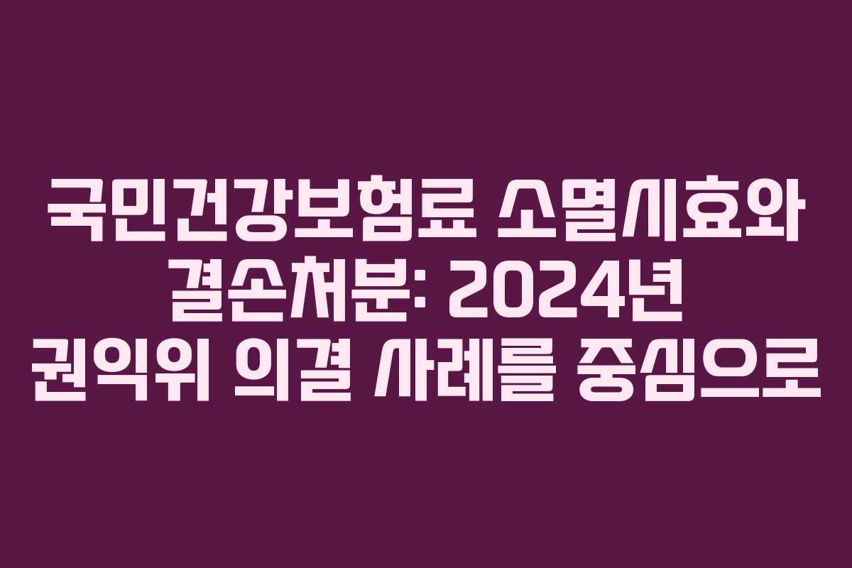 국민건강보험료 소멸시효와 결손처분: 2024년 권익위 의결 사례를 중심으로