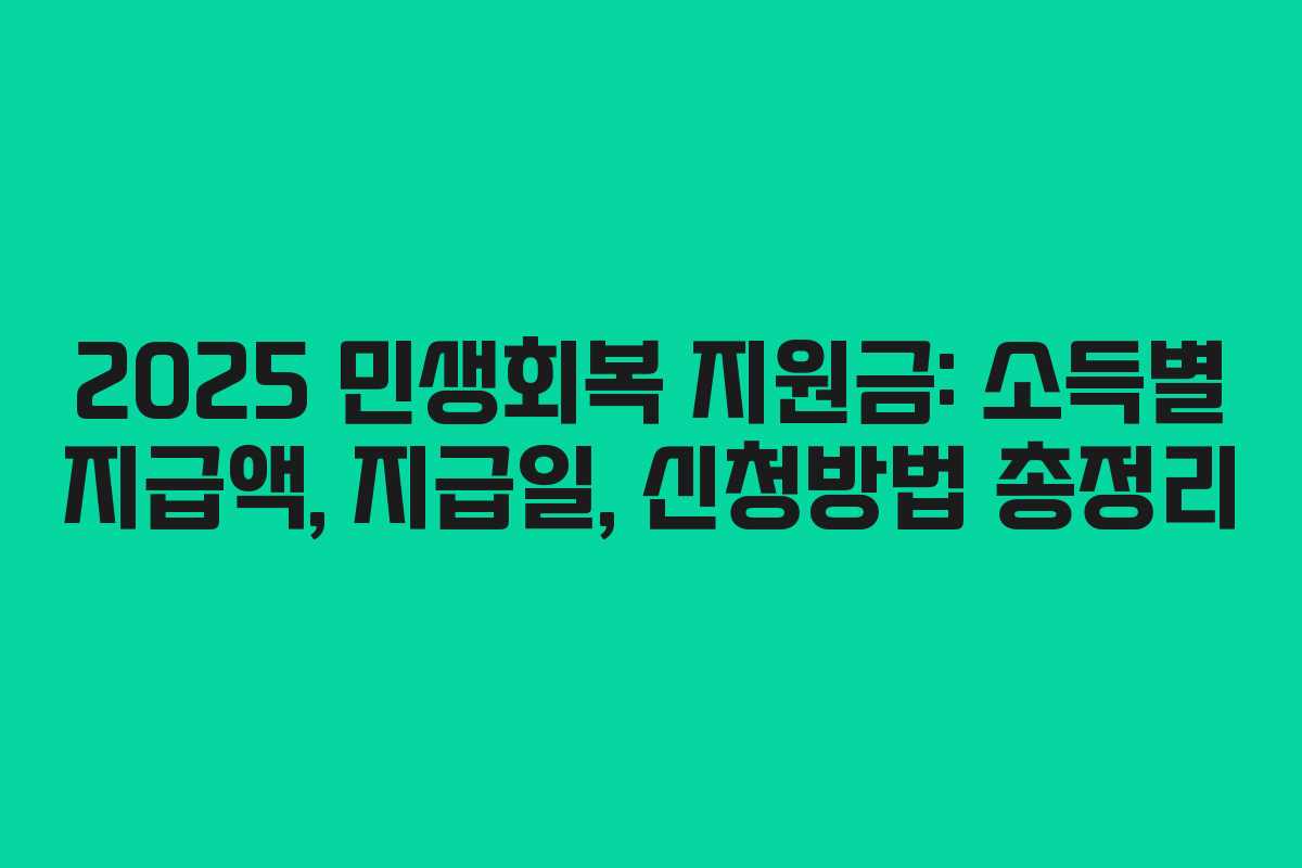 2025 민생회복 지원금: 소득별 지급액, 지급일, 신청방법 총정리