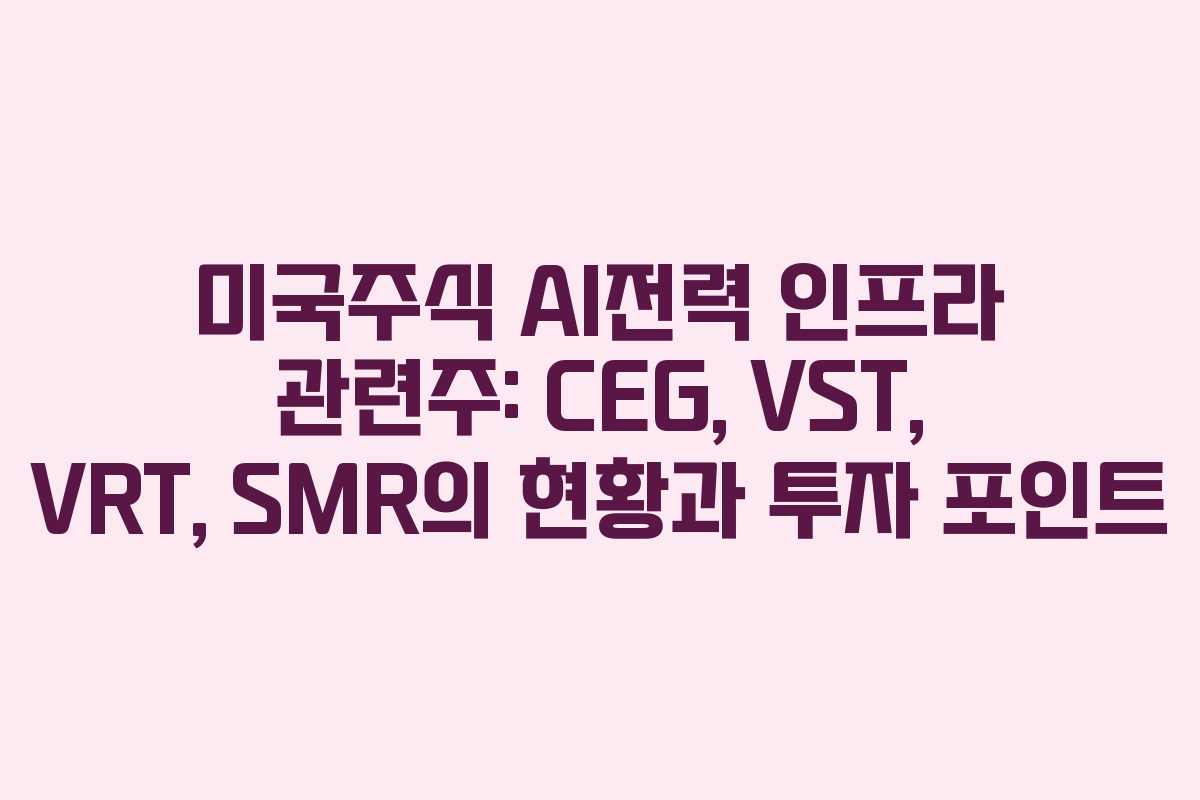 미국주식 AI전력 인프라 관련주: CEG, VST, VRT, SMR의 현황과 투자 포인트