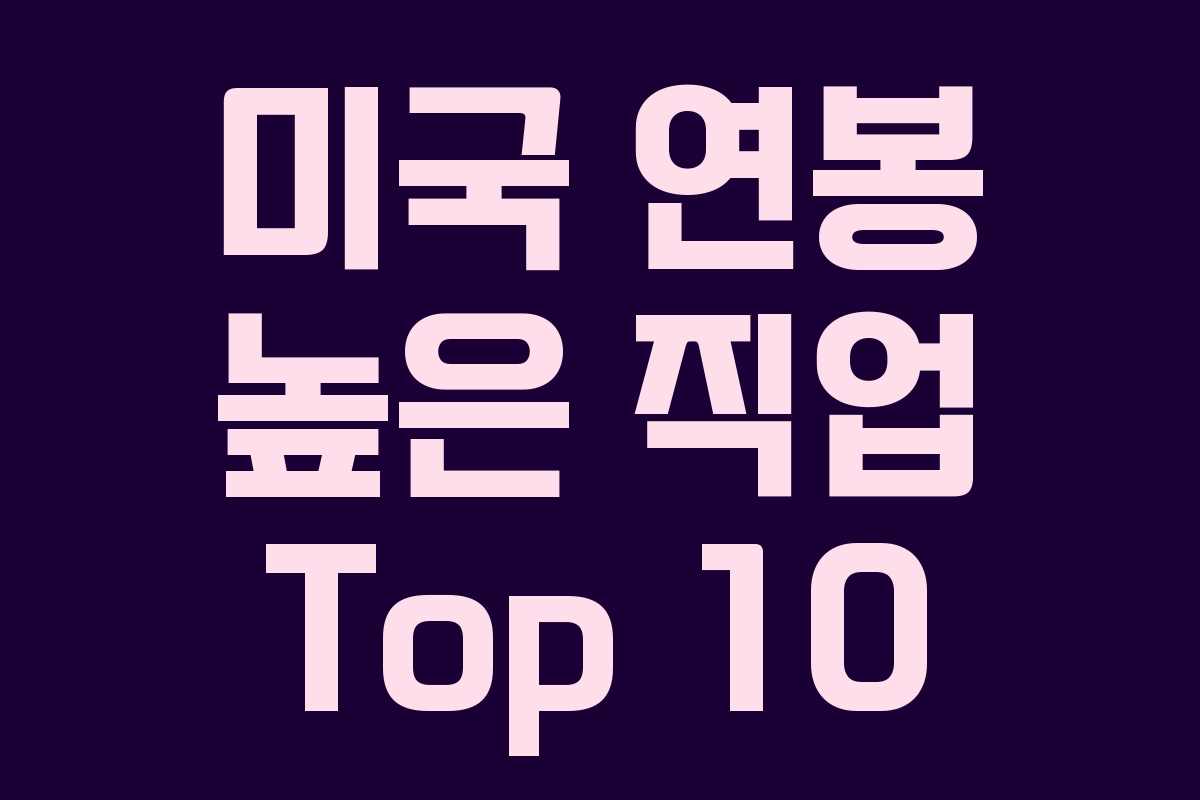 미국 연봉 높은 직업 Top 10
