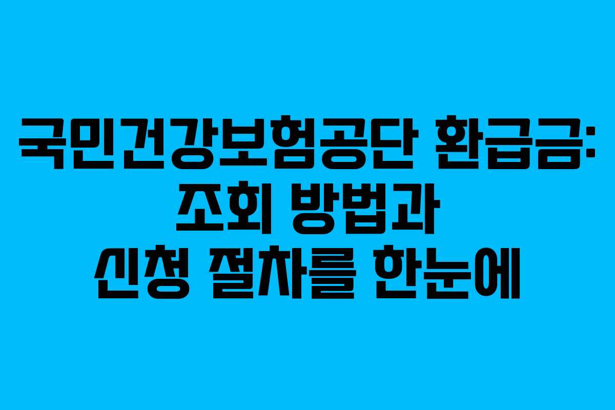 국민건강보험공단 환급금: 조회 방법과 신청 절차를 한눈에