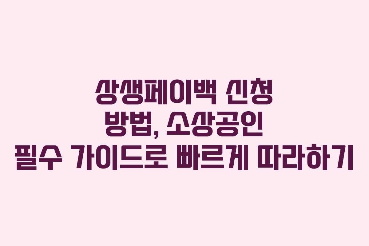 상생페이백 신청 방법, 소상공인 필수 가이드로 빠르게 따라하기
