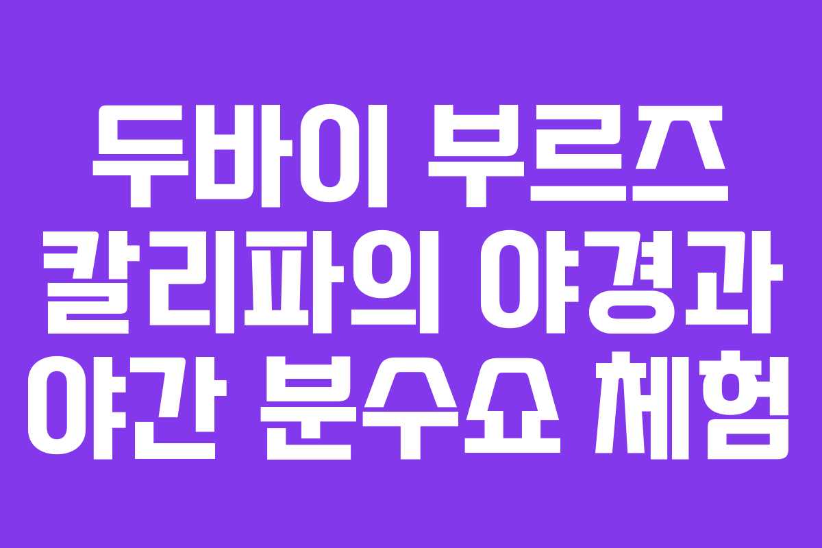 두바이 부르즈 칼리파의 야경과 야간 분수쇼 체험 두바이 부르즈 칼리파의 야경과 야간 분수쇼 체험
