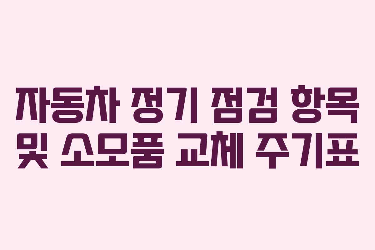 자동차 정기 점검 항목 및 소모품 교체 주기표
