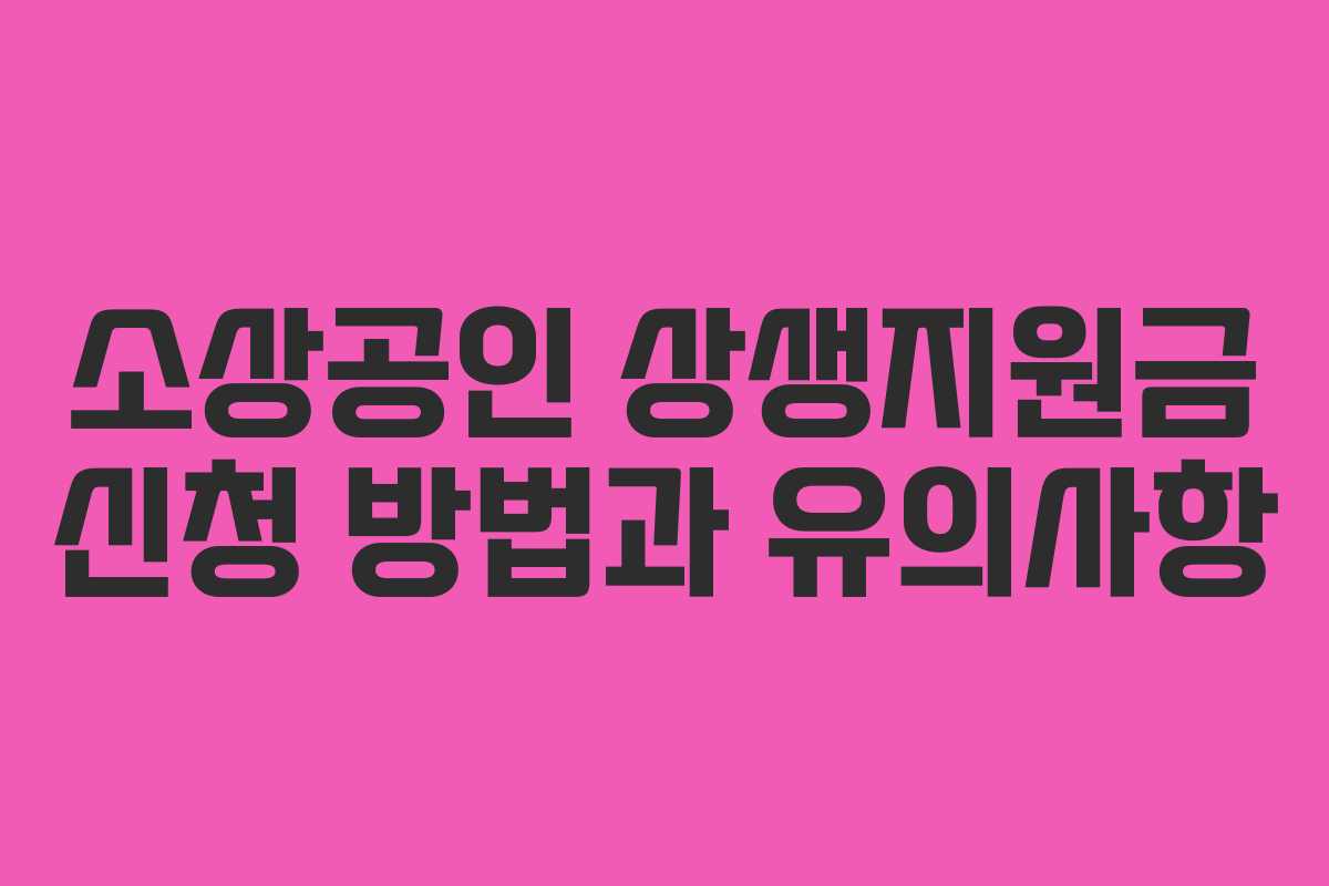 소상공인 상생지원금 신청 방법과 유의사항