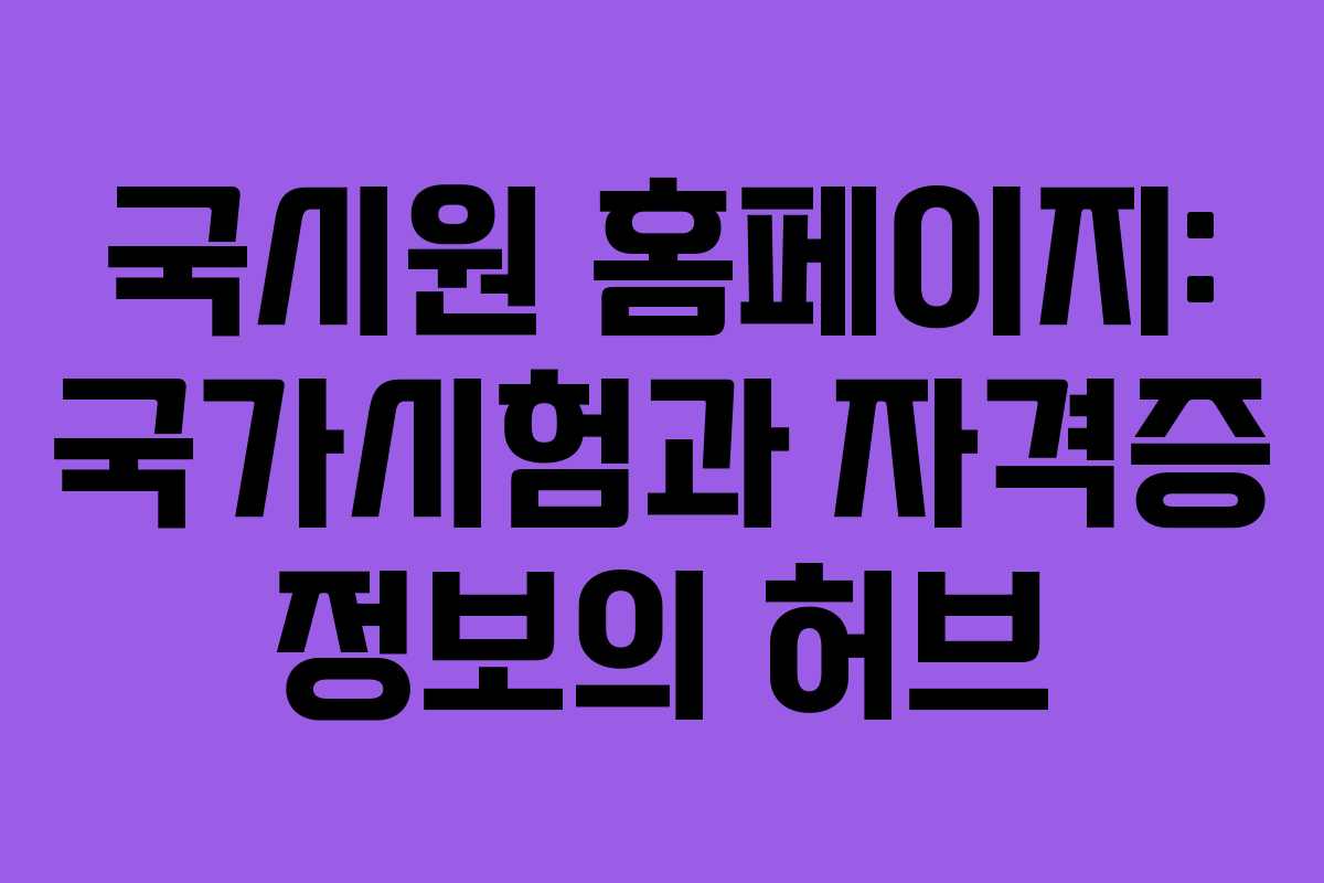 국시원 홈페이지: 국가시험과 자격증 정보의 허브