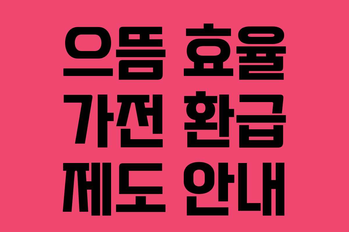 으뜸 효율 가전 환급 제도 안내