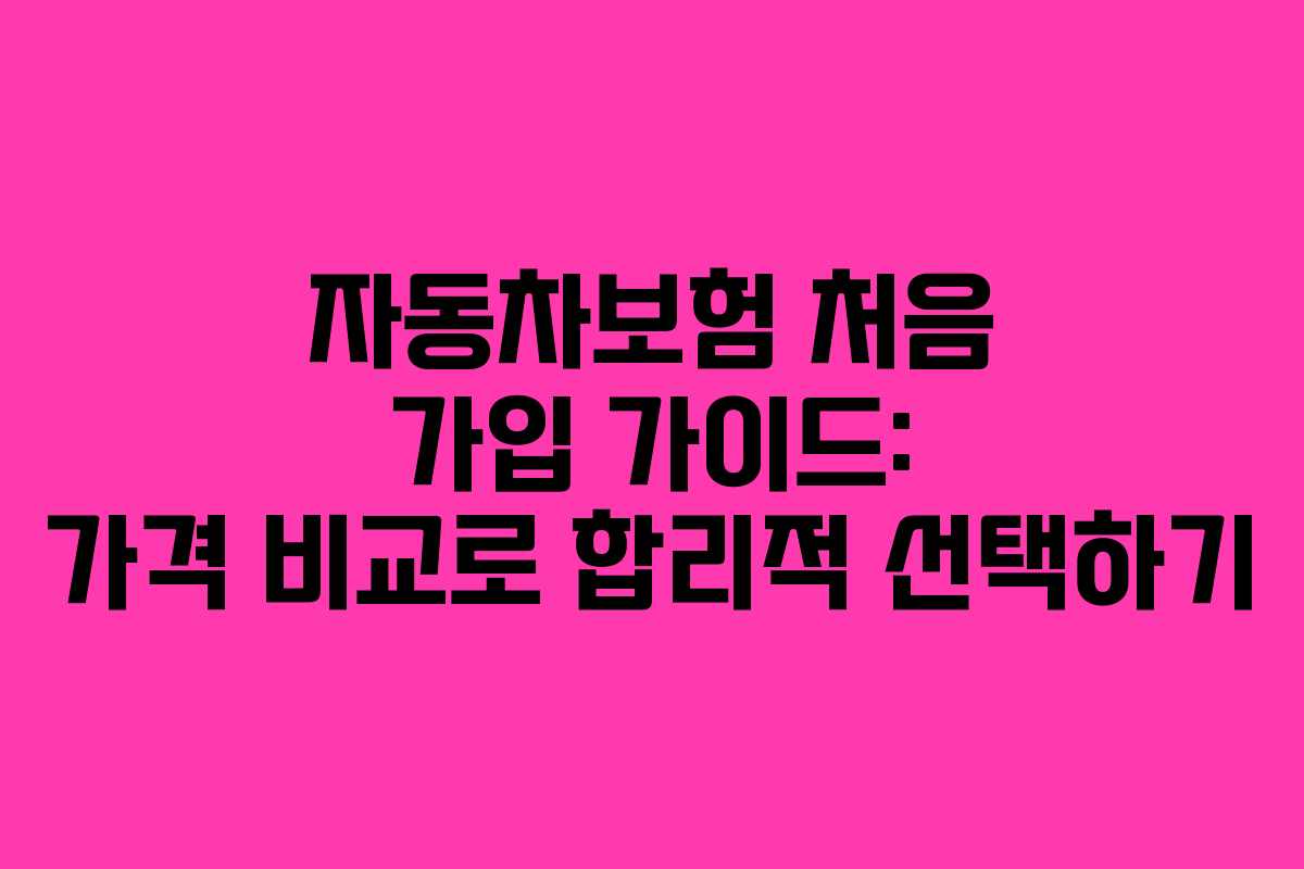 자동차보험 처음 가입 가이드: 가격 비교로 합리적 선택하기