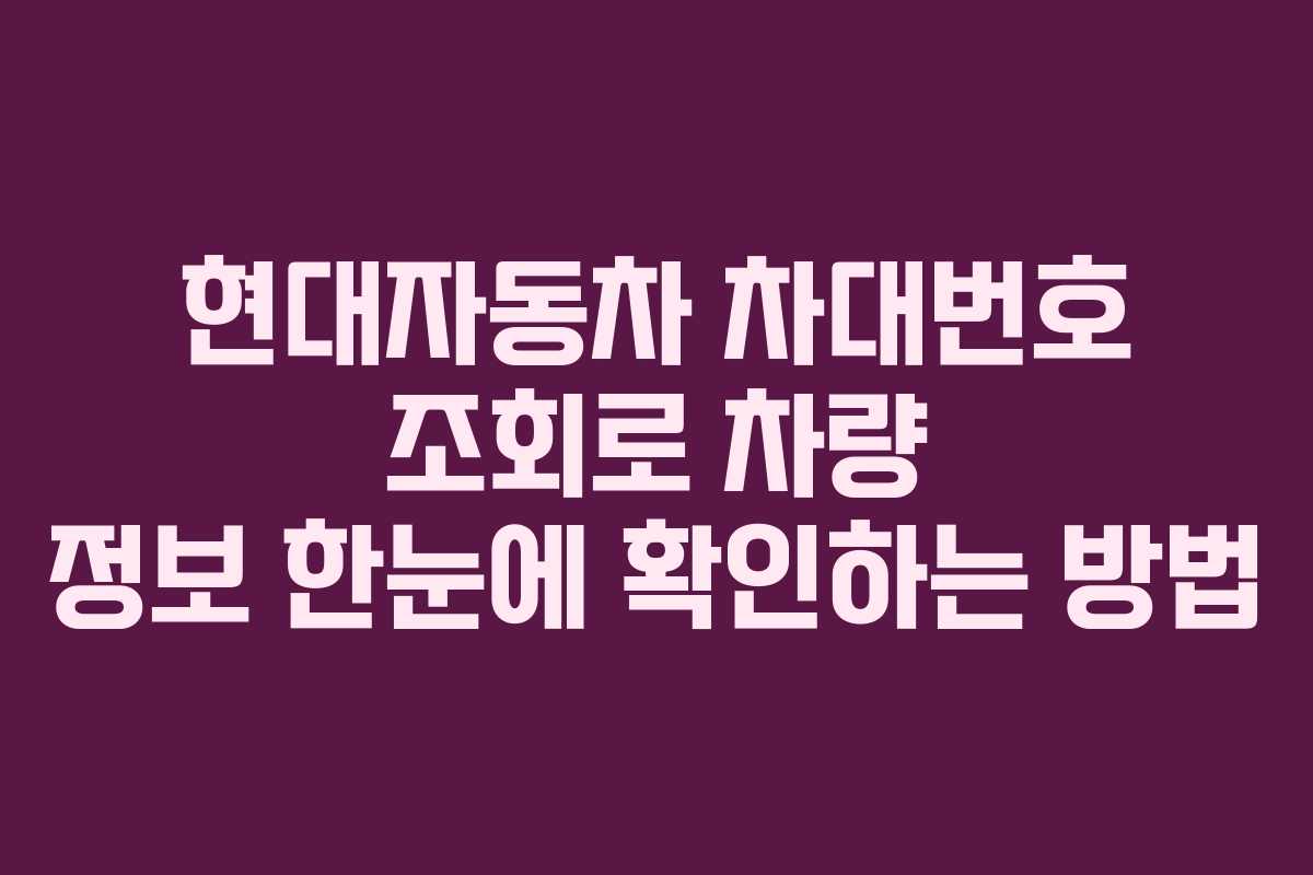 현대자동차 차대번호 조회로 차량 정보 한눈에 확인하는 방법