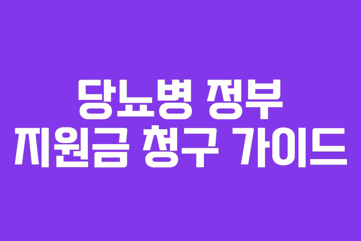 당뇨병 정부 지원금 청구 가이드