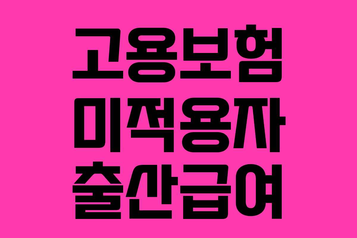 고용보험 미적용자 출산급여