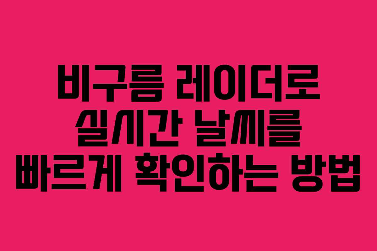 비구름 레이더로 실시간 날씨를 빠르게 확인하는 방법