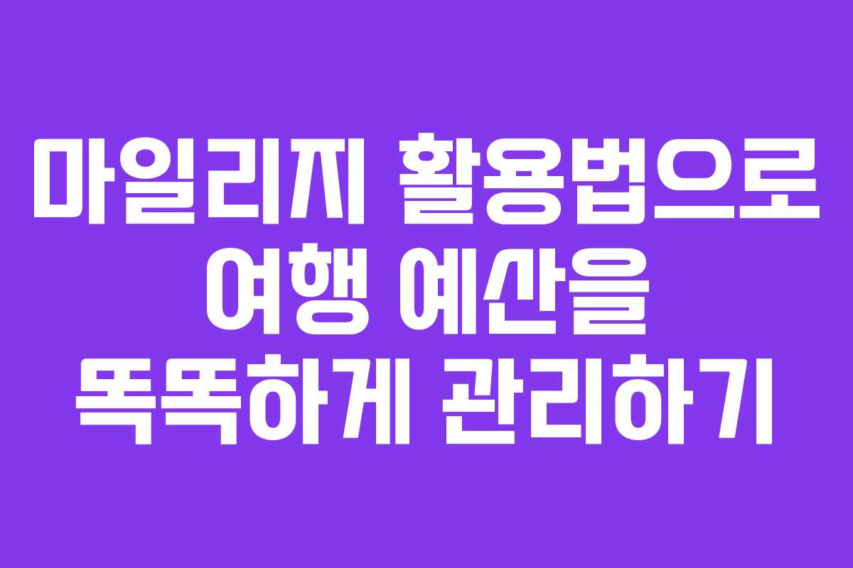 마일리지 활용법으로 여행 예산을 똑똑하게 관리하기
