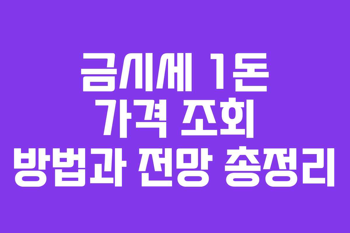 금시세 1돈 가격 조회 방법과 전망 총정리