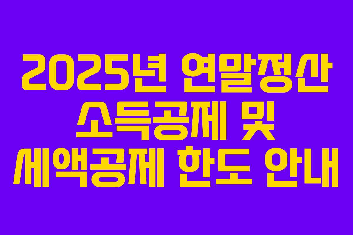 2025년 연말정산 소득공제 및 세액공제 한도 안내