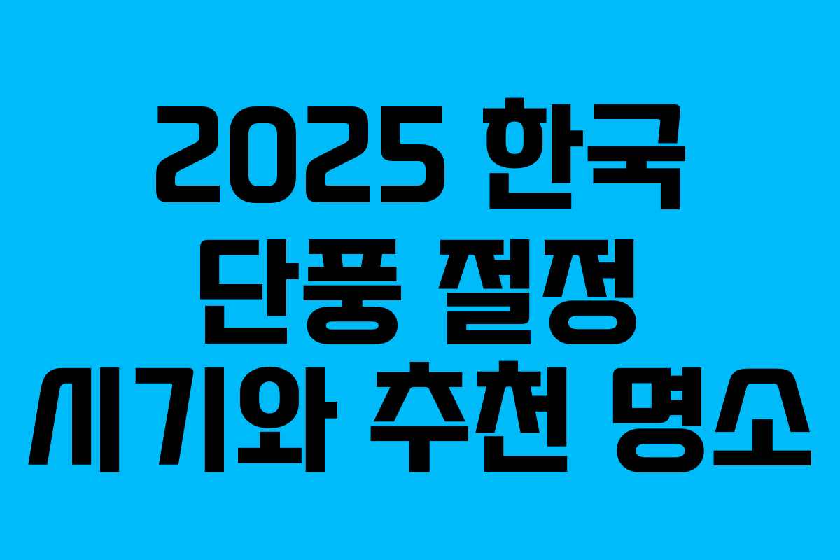 2025 한국 단풍 절정 시기와 추천 명소