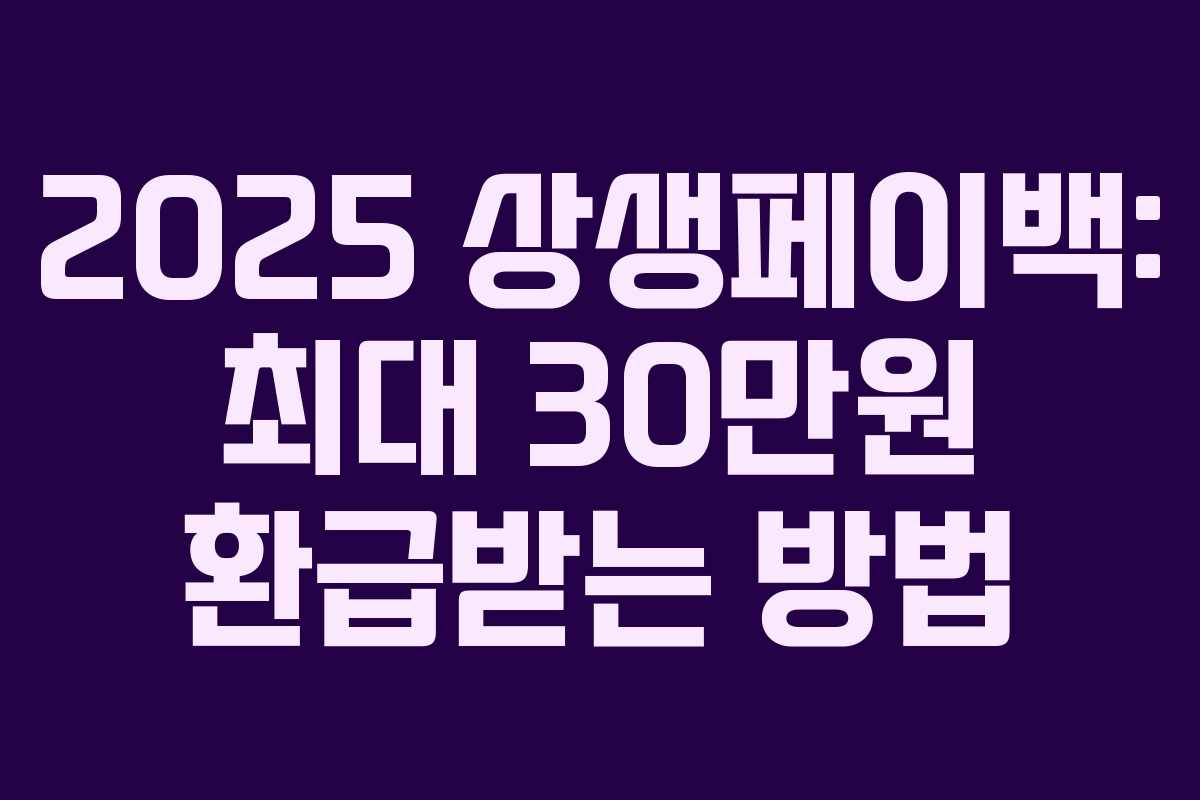 2025 상생페이백: 최대 30만원 환급받는 방법