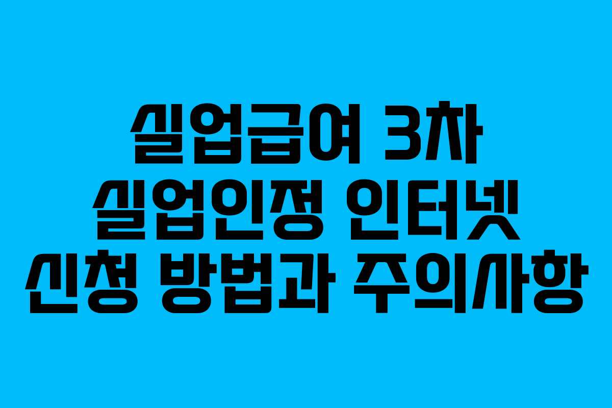 실업급여 3차 실업인정 인터넷 신청 방법과 주의사항