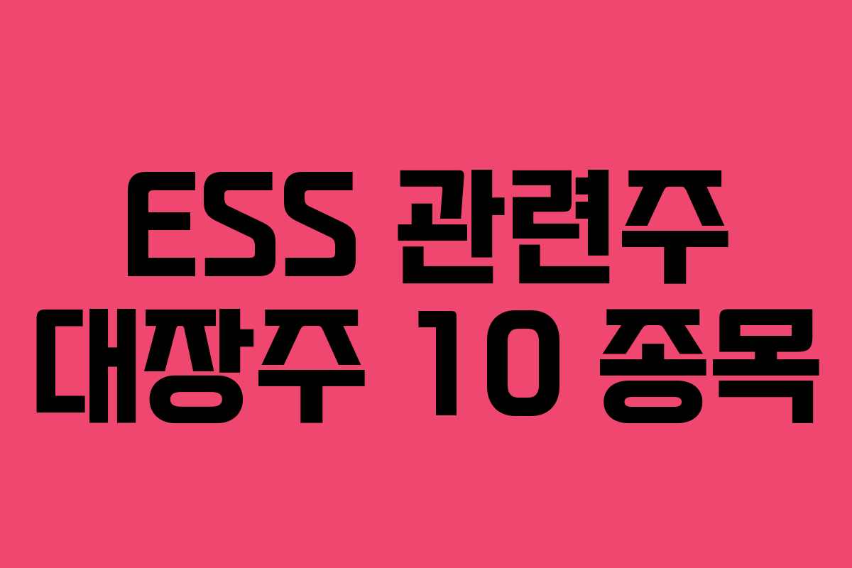 ESS 관련주 대장주 10 종목