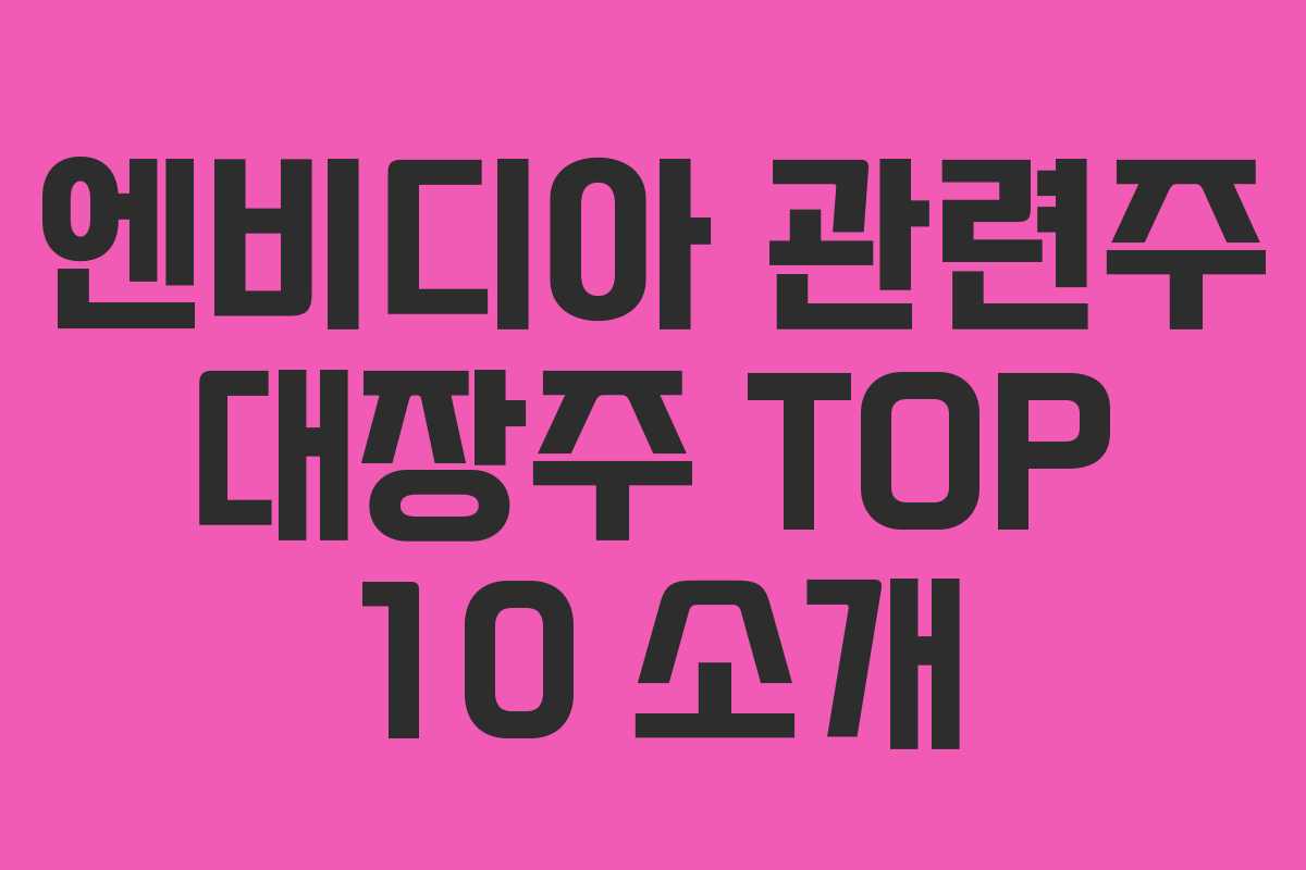 엔비디아 관련주 대장주 TOP 10 소개 엔비디아 관련주 대장주 TOP 10 소개