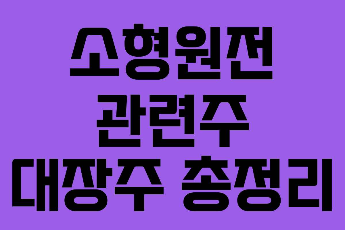 소형원전 관련주 대장주 총정리
