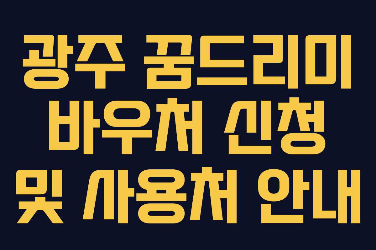 광주 꿈드리미 바우처 신청 및 사용처 안내