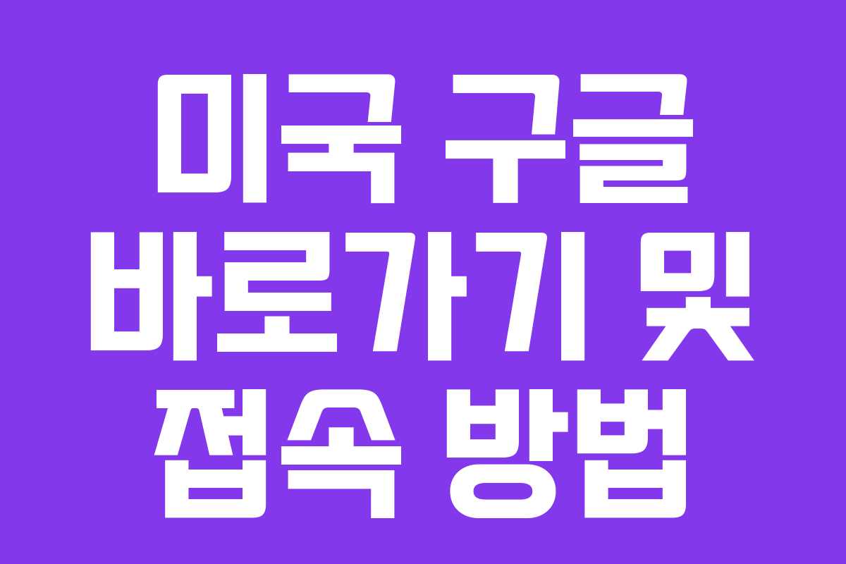 미국 구글 바로가기 및 접속 방법