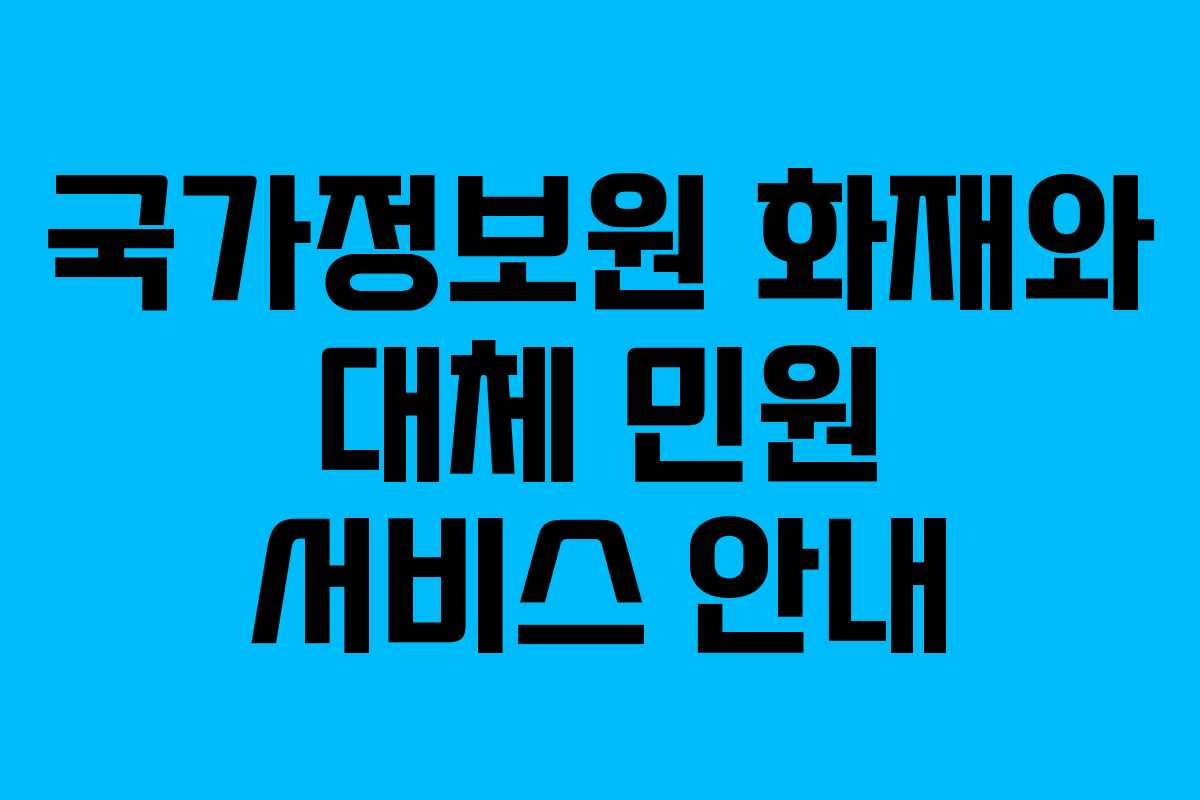 국가정보원 화재와 대체 민원 서비스 안내