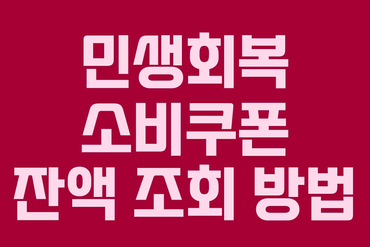 민생회복 소비쿠폰 잔액 조회 방법