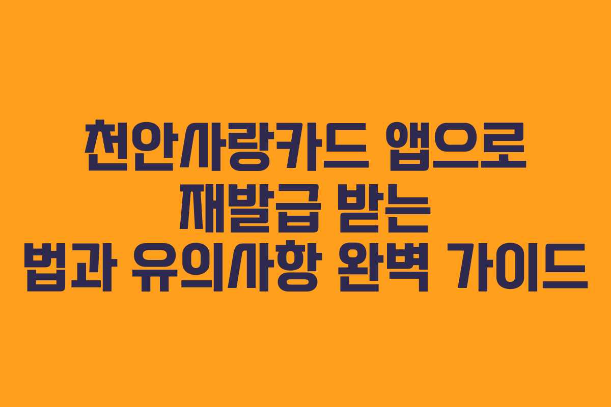 천안사랑카드 앱으로 재발급 받는 법과 유의사항 완벽 가이드